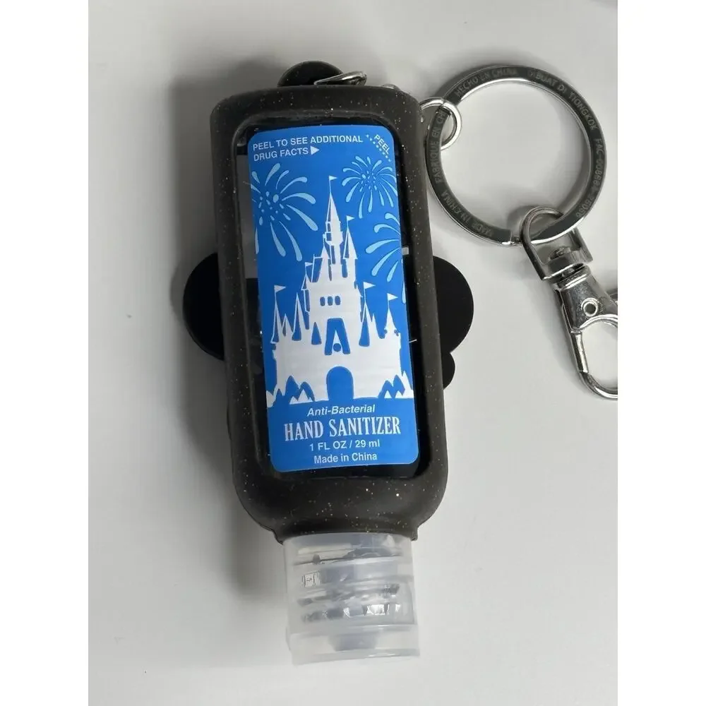 Disney Black Mickey Mouse Wizard Hat Keychain Hand Sanitizer Holder